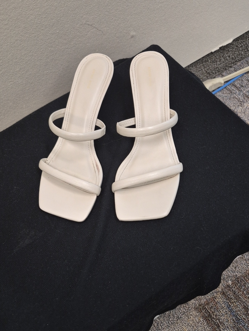 Ivory Strappy Square-Toe Slide Heels - Women